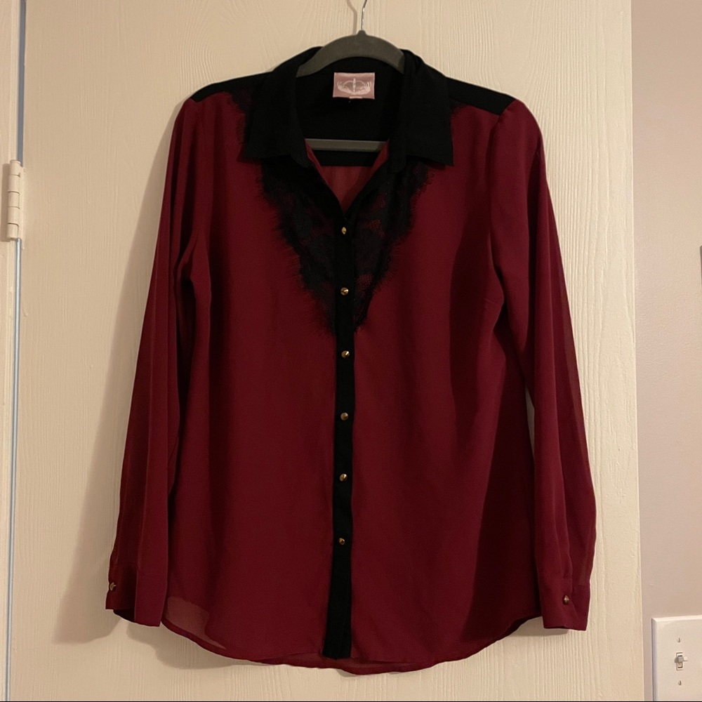 Maroon lace blouse